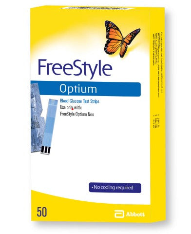 FreeStyle Optium blood glucose test strips 50ct (Yellow)